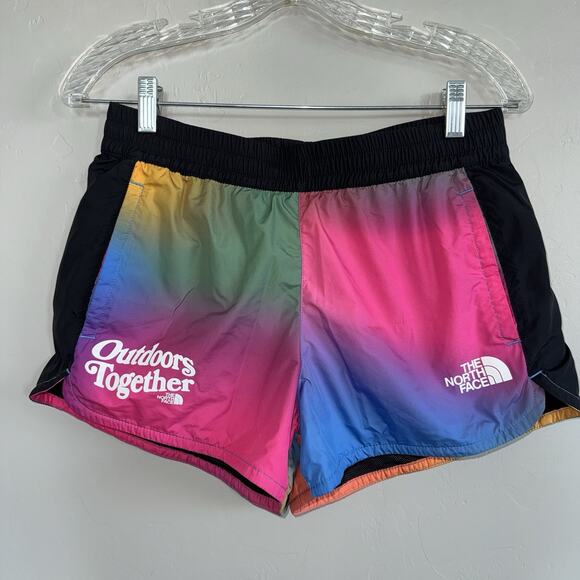 The North Face Hydrenaline Womens Running Shorts Sz S Outdoors Together Rainbow - Picture 1 of 9